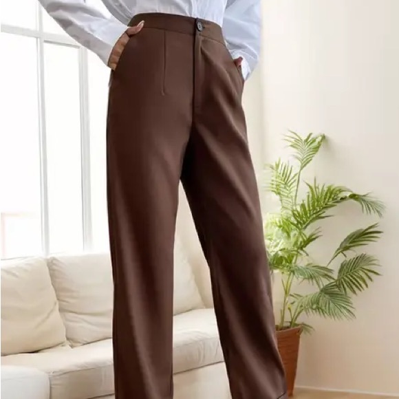 Solid Medium Rise Button Fly Pants - Picture 6 of 6